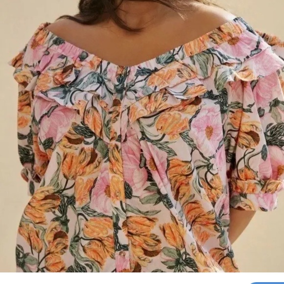 NWT Anthropologie floral top off the shoulder boho top - Picture 3 of 5